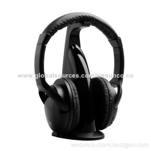 5-in-1 Wireless Headset with FM Radio for TV/DVD/MP3/PC ETC